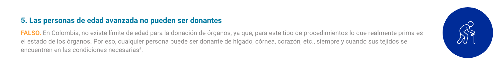 item Las personas de edad avanzada no pueden ser donantes